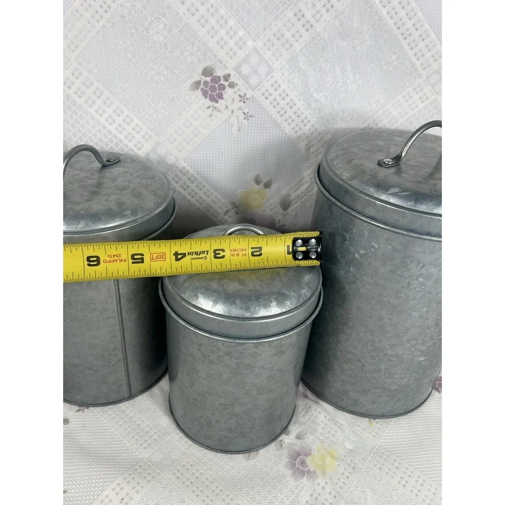 Set of 3 Food Containers with Lids,‎ Rustic Vintage Jars, Country Kitchen